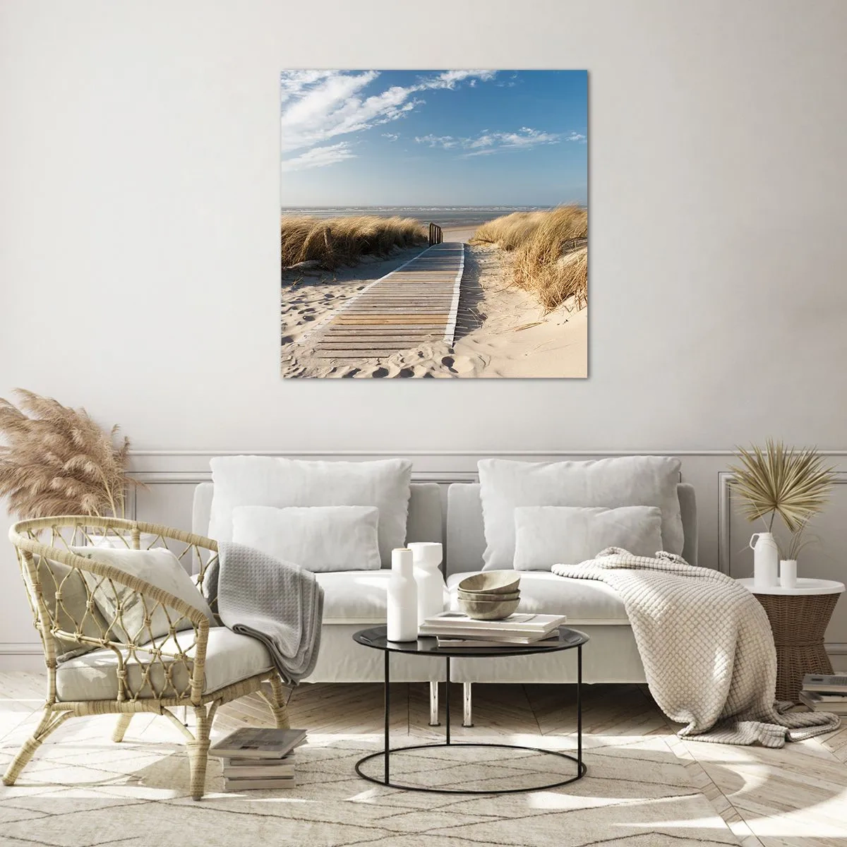 Obraz na szkle - Za wydmą, w szumie traw - 70x70 cm