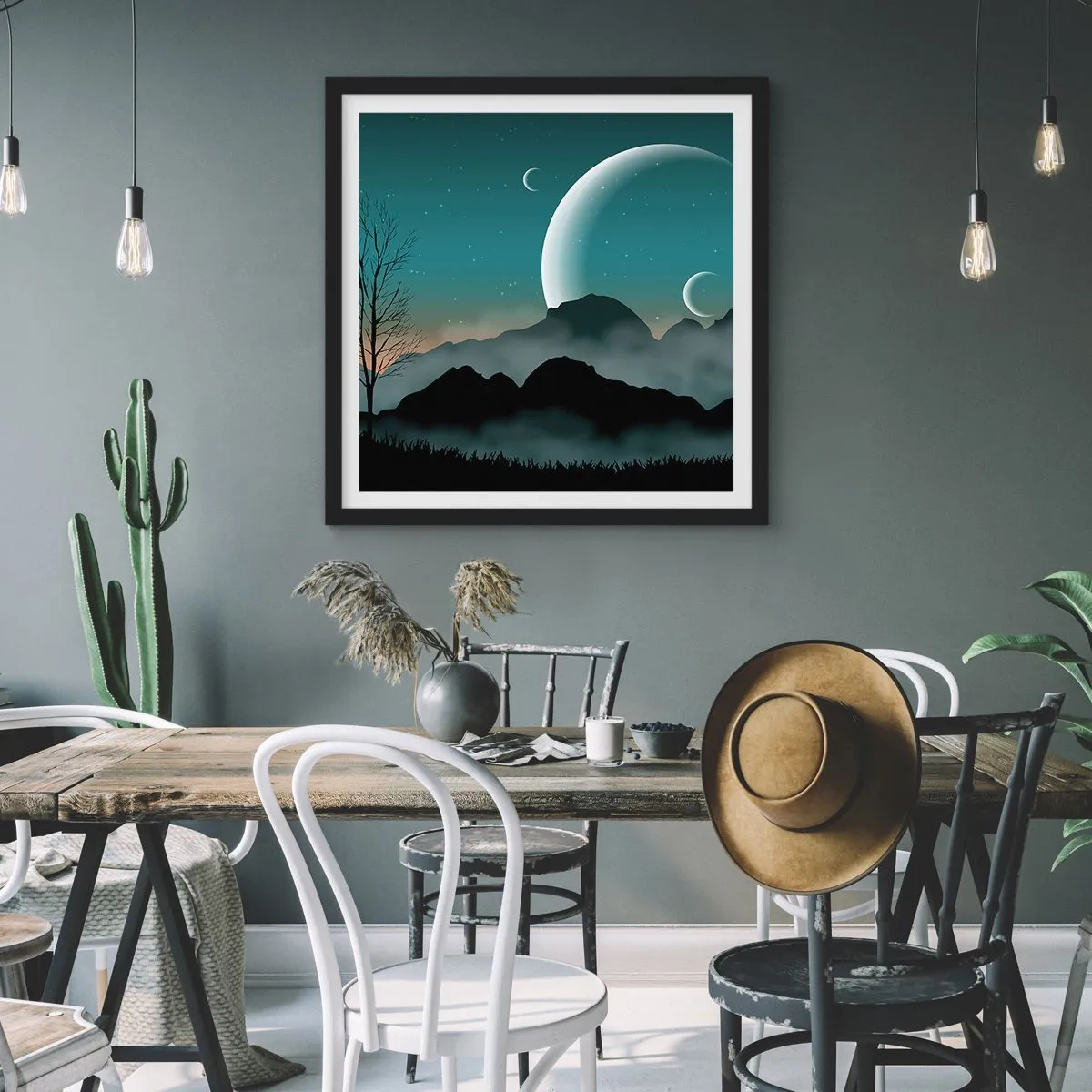 Plakat w czarnej ramie - Karnawał gwiaździstej nocy - 40x40 cm