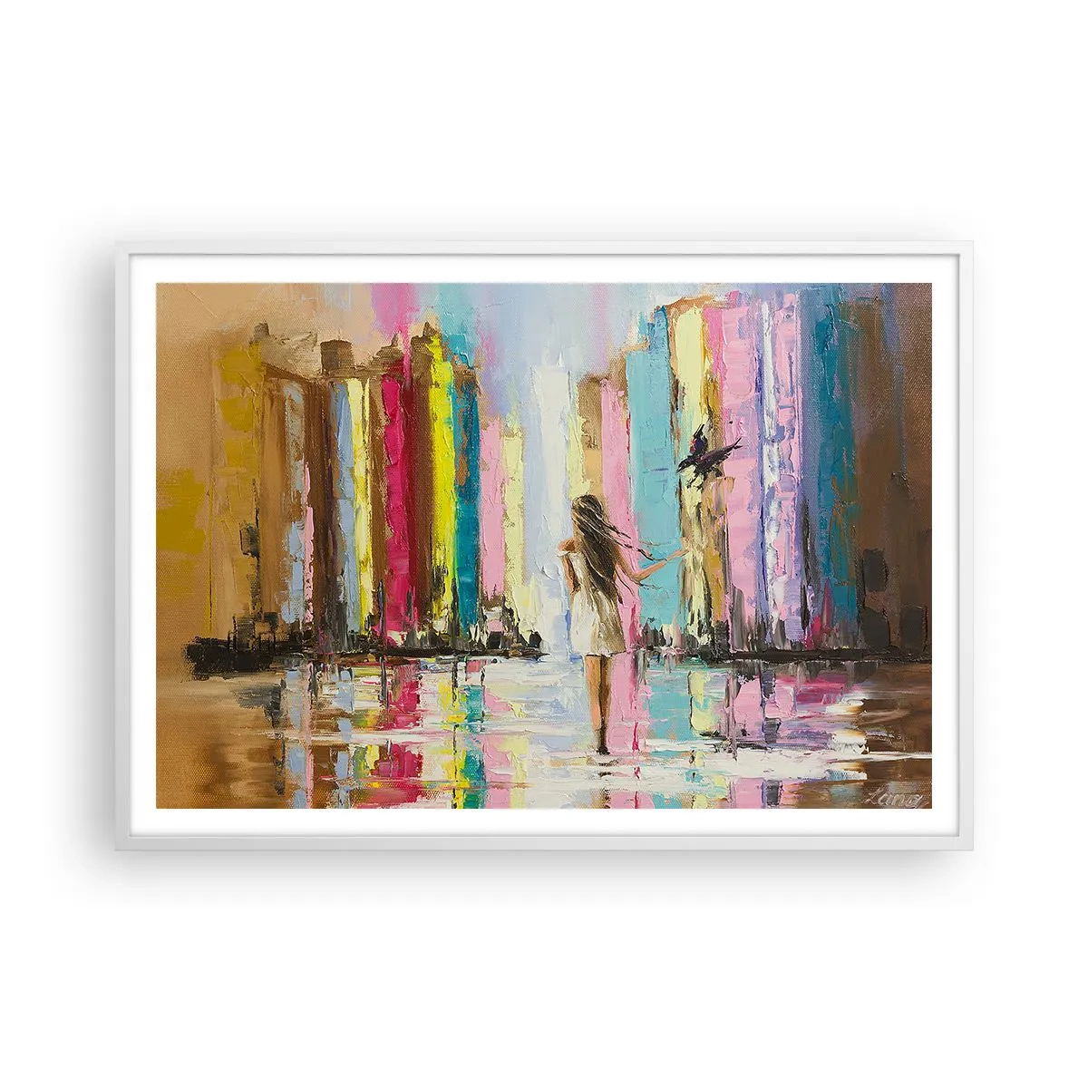 Plakat w białej ramie - Idż za mną - 100x70 cm