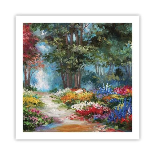 Plakat - Leśny ogród, kwietny las - 60x60 cm