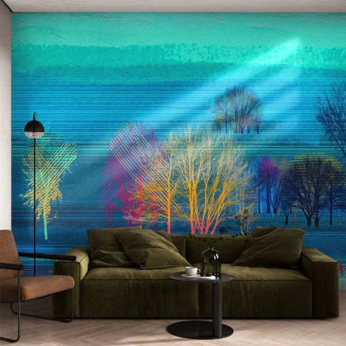 Fototapeta Premium Canvas - Wyczesany pejzaż - Krajobraz, Las, Abstrakcja - 400x280 cm