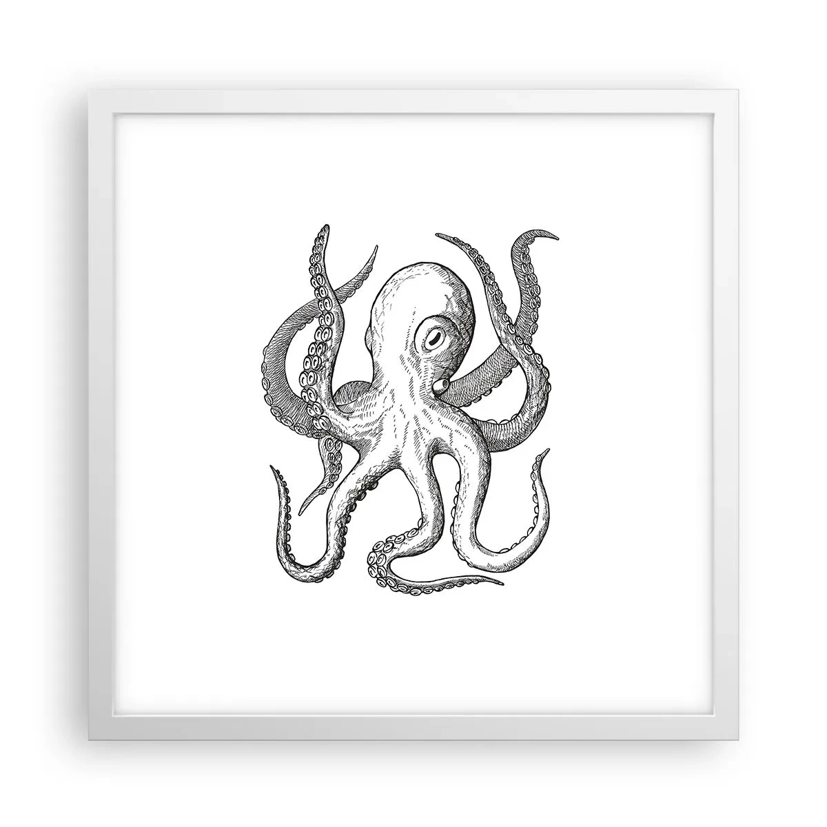 Plakat w białej ramie - Tańcząca z falami - 40x40 cm