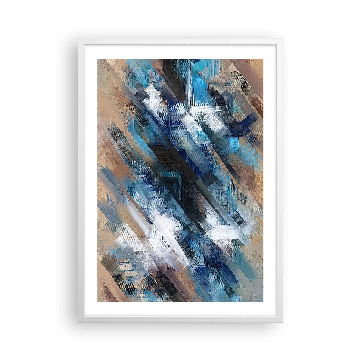 Plakat w białej ramie - Po błękitnym skosie - 50x70 cm