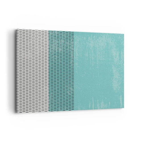 Obraz na płótnie - Geometryczna kompozycja z turkusem i liniami - 100x70cm - Kompozycja zrównoważona - Nowoczesna dekoracja ścienna do salonu, kuchni i sypialni ARTTOR