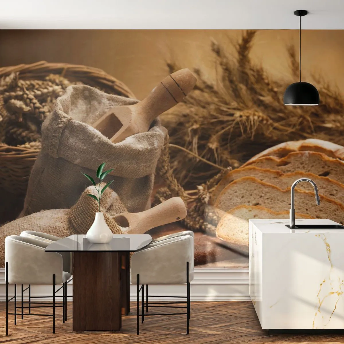 Fototapeta Premium Canvas - Jak nożem uciął - Gastronomia, Chleb, Pieczywo - 500x350 cm