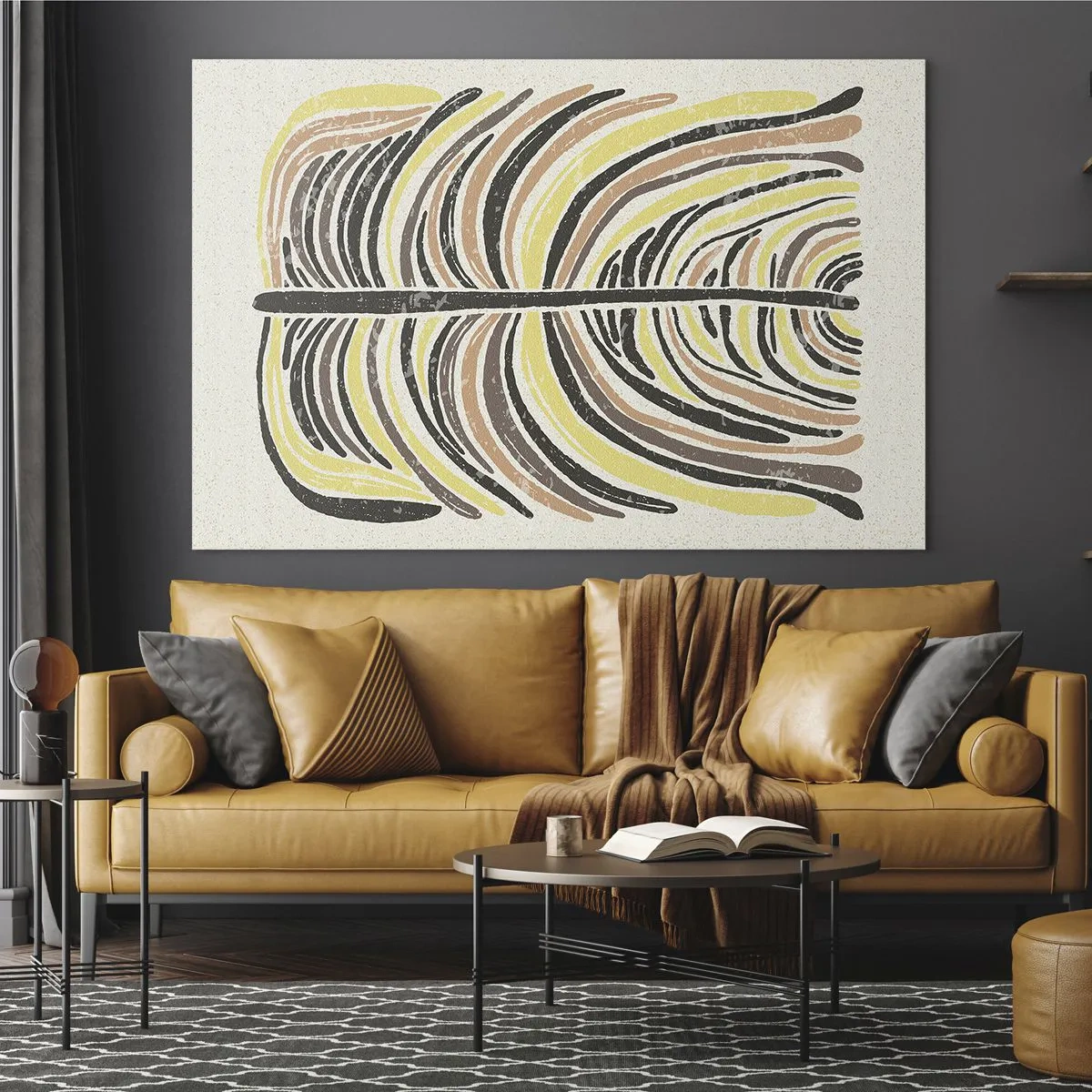 Obraz na szkle - Organiczna abstrakcja w ciepłych kolorach ziemi na jasnym tle - 70x50cm - Abstrakcja pełna życia - Nowoczesna dekoracja ścienna do salonu i sypialni ARTTOR