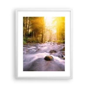 Plakat w białej ramie - Malachit w srebrno-złotej oprawie - 40x50 cm