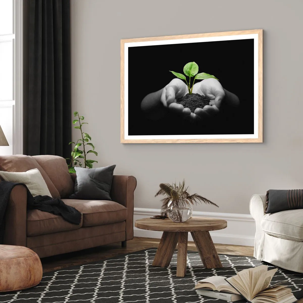Plakat w ramie jasny dąb - Kocham naturę, chronię ją - 91x61 cm