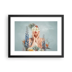 Plakat w czarnej ramie - Kobieta – kwiat - 40x30 cm