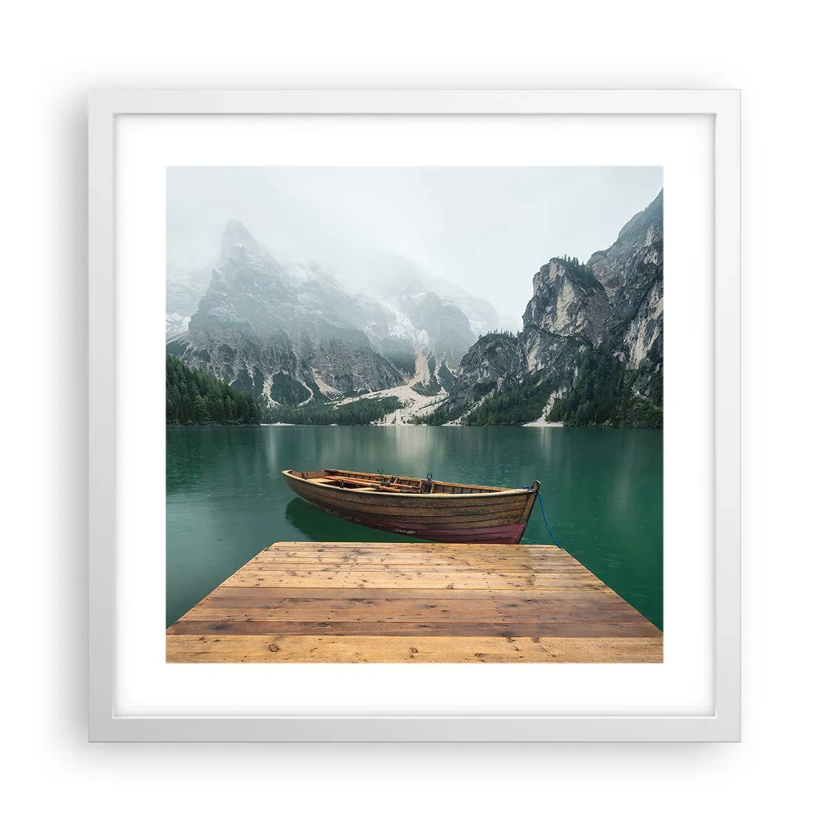 Plakat w białej ramie - "I dumne opoki czoła" - 40x40 cm