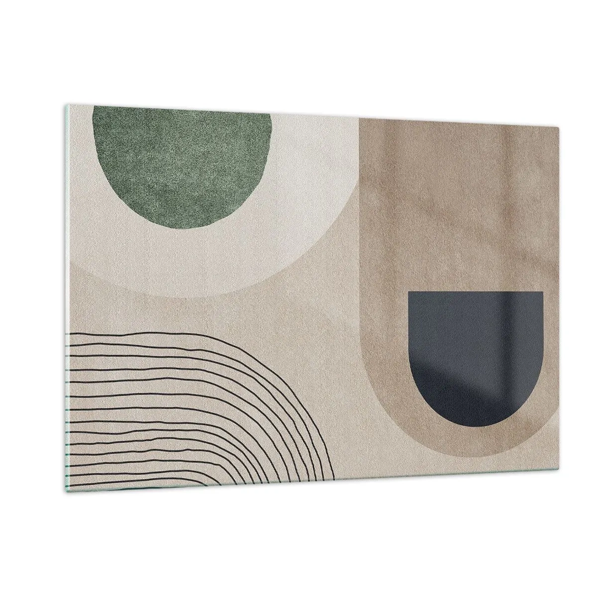 Obraz na szkle - Abstrakcyjne figury geometryczne w stonowanej kolorystyce - 120x80cm - Łagodność owalu - Nowoczesna dekoracja ścienna do salonu, kuchni i sypialni ARTTOR