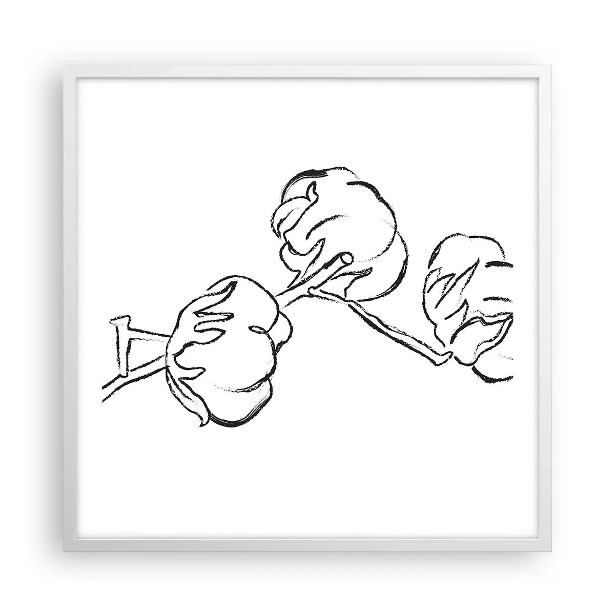 Plakat w białej ramie - Bawełniany puch - 60x60 cm