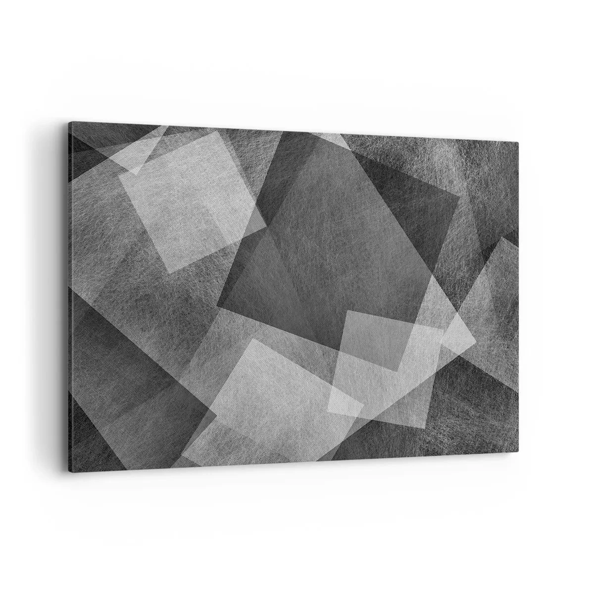 Obraz na płótnie - Czarno-biała abstrakcja z geometrycznymi kształtami - 100x70cm - Odwieczny symbol trwałości i porządku - Nowoczesna dekoracja ścienna do salonu, kuchni i sypialni ARTTOR