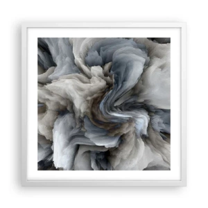 Plakat w białej ramie - Kamień i kwiat - 50x50 cm