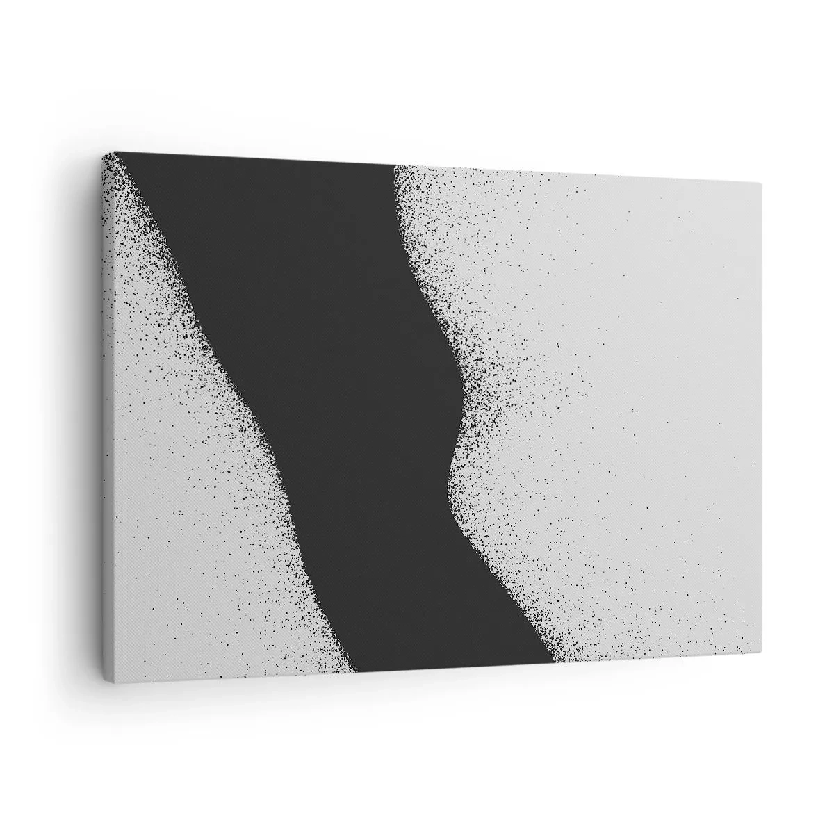 Obraz na płótnie - Abstrakcyjny czarno-biały wzór z delikatnymi kropkami na płótnie - 70x50cm - Płynna równowaga - Nowoczesna dekoracja ścienna do salonu i sypialni ARTTOR