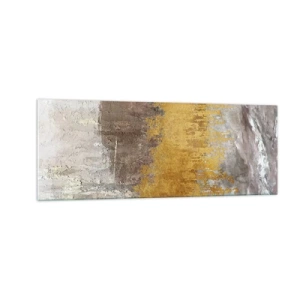 Obraz na szkle - Złoty i beżowy abstrakcyjny wzór - 140x50cm - Złocisty podmuch - Nowoczesna dekoracja ścienna do salonu i sypialni ARTTOR