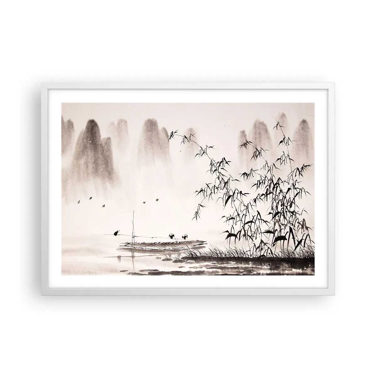 Plakat w białej ramie - Cisza ryżowych pól - 70x50 cm