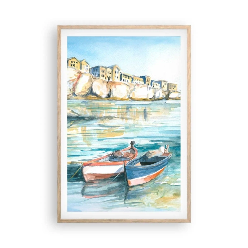 Plakat w ramie jasny dąb - Pejzaż w lazurze - 61x91 cm