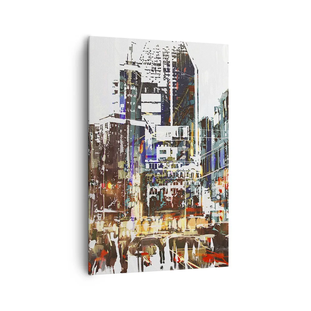 Obraz na płótnie - Nowoczesny miejski pejzaż w artystycznym stylu - 80x120cm - Miasto migotliwe - Nowoczesna dekoracja ścienna do salonu i sypialni ARTTOR