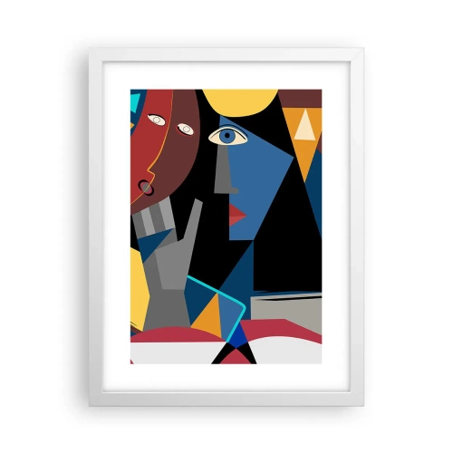Plakat w białej ramie - Rozmowa kubistów - 30x40 cm
