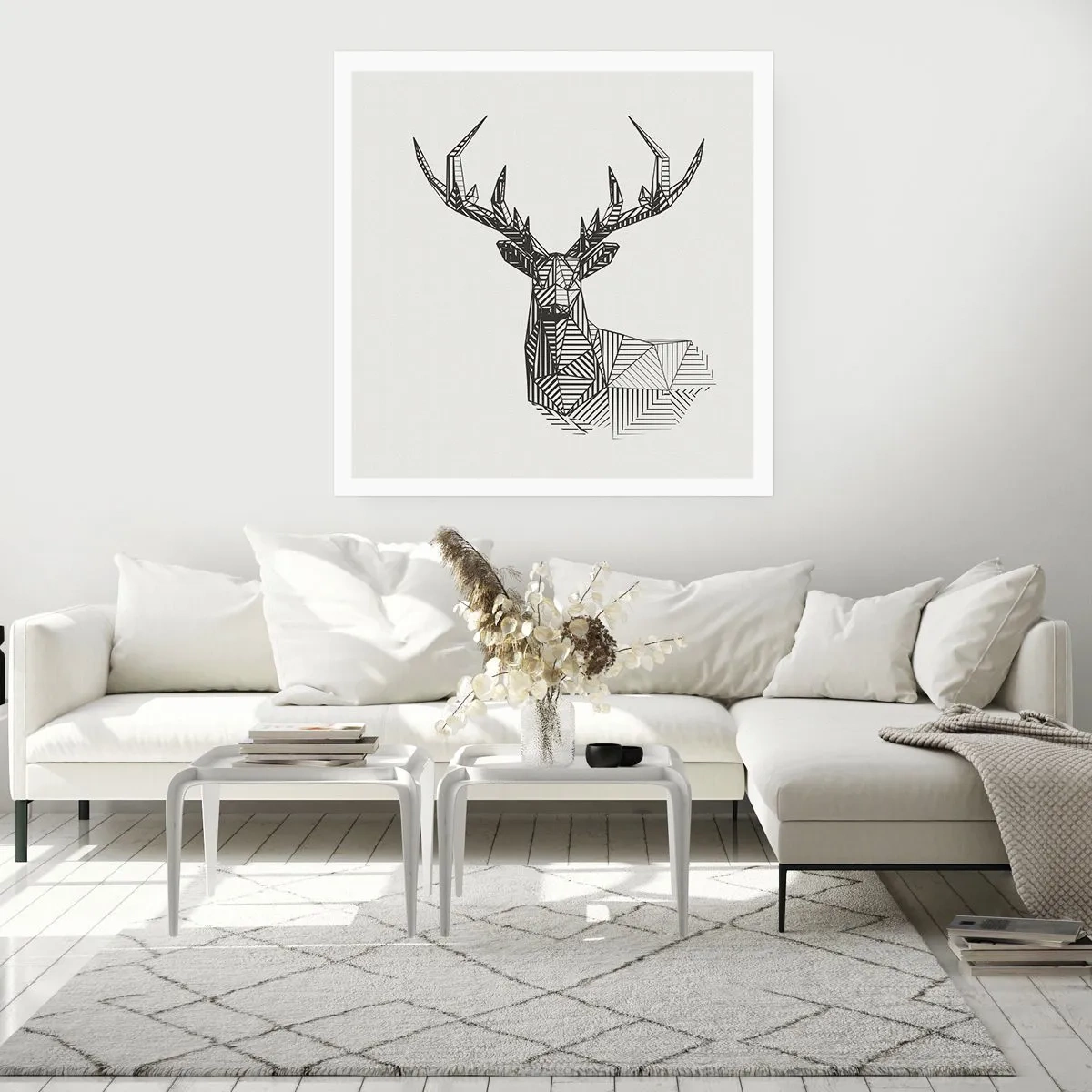 Plakat - Jeleń w kubistycznym stylu - 40x40 cm