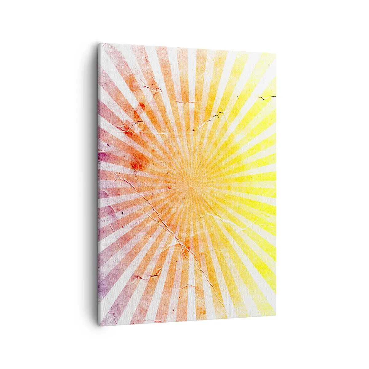 Obraz na płótnie - Stylizowane promienie słońca w ciepłych barwach - 50x70cm - Wschody i zachody - Nowoczesna dekoracja ścienna do salonu, kuchni i sypialni ARTTOR