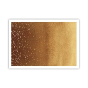 Plakat - Złoty gradient z subtelnym połyskiem i zdobieniem - 100x70cm - Narodziny światła - Nowoczesna dekoracja ścienna do salonu i sypialni ARTTOR