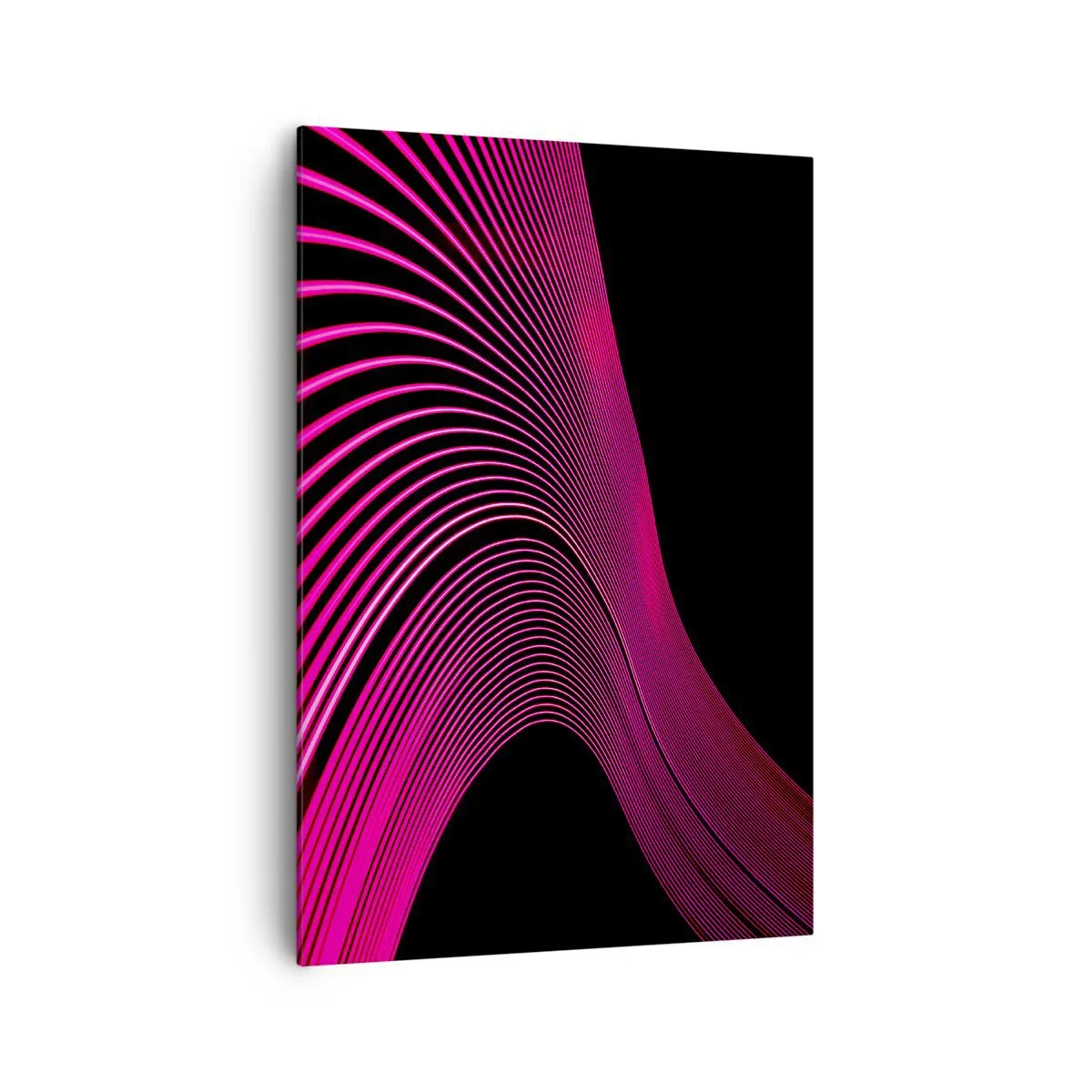Obraz na płótnie - Futurystyczne linie w odcieniach różu na czarnym tle - 70x100cm - Aleja światła - Nowoczesna dekoracja ścienna do salonu i sypialni ARTTOR