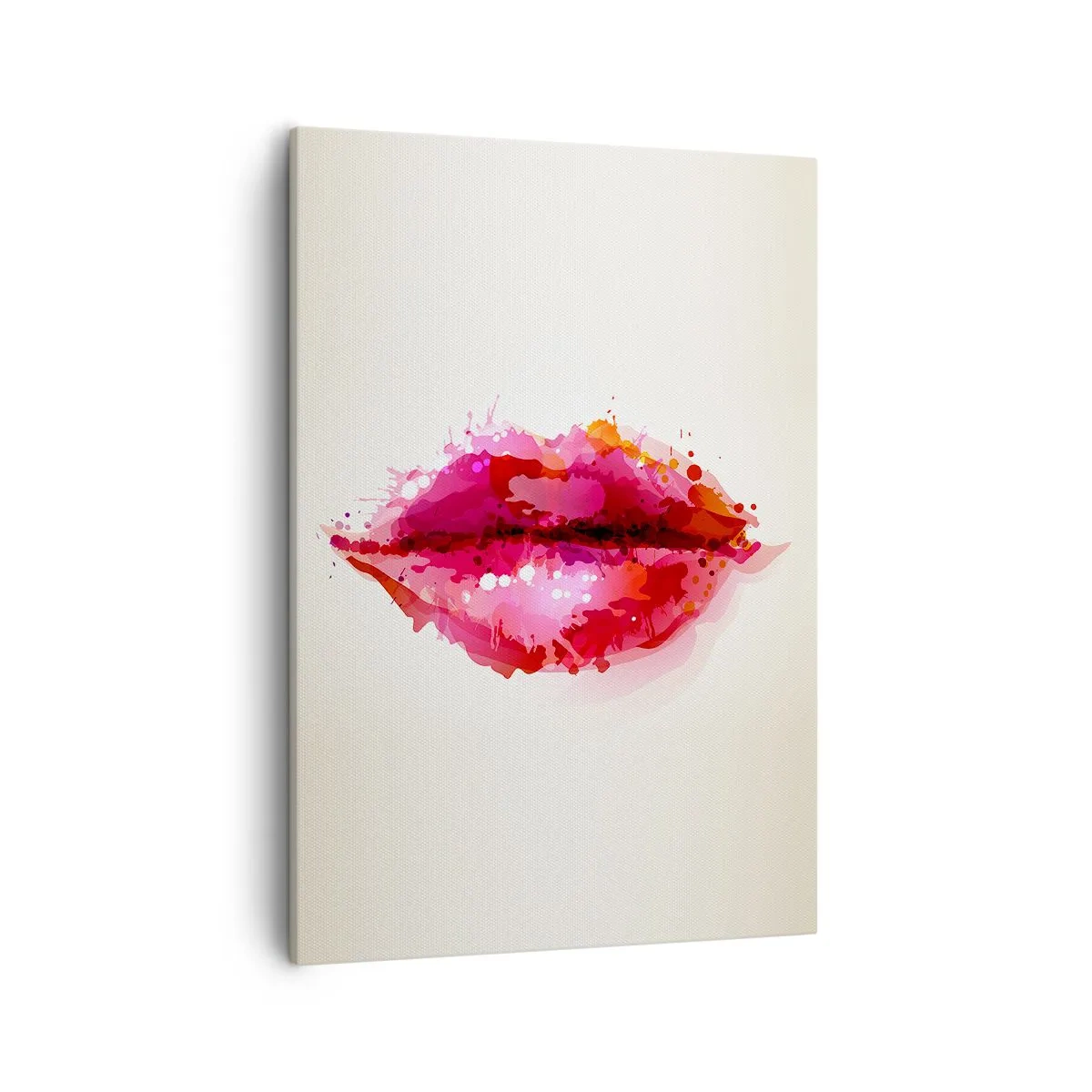 Obraz na płótnie - Abstrakcyjny malunek ust w intensywnych kolorach - 50x70cm - Czerwieńszy odcień czerwieni - Nowoczesna dekoracja ścienna do salonu, kuchni i sypialni ARTTOR
