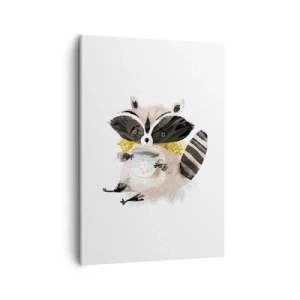 Obraz na płótnie - Uroczy szop z kubkiem herbaty w stylu ilustracyjnym - 50x70cm - Mój przyjaciel szop - Nowoczesna dekoracja ścienna do salonu, kuchni i sypialni ARTTOR