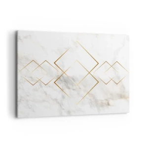 Obraz na płótnie - Minimalistyczne złote romby na marmurowym tle - 120x80cm - Widok na nieskończoność - Nowoczesna dekoracja ścienna do salonu, kuchni i sypialni ARTTOR