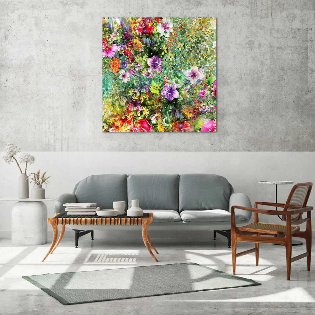 Obraz na szkle - W kwiaty na zatracenie - 70x70 cm