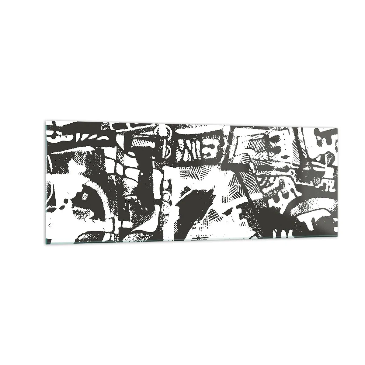 Obraz na szkle - Abstrakcyjny monochromatyczny wzór w stylu retro - 140x50cm - Porządek czy chaos? - Nowoczesna dekoracja ścienna do salonu i sypialni ARTTOR