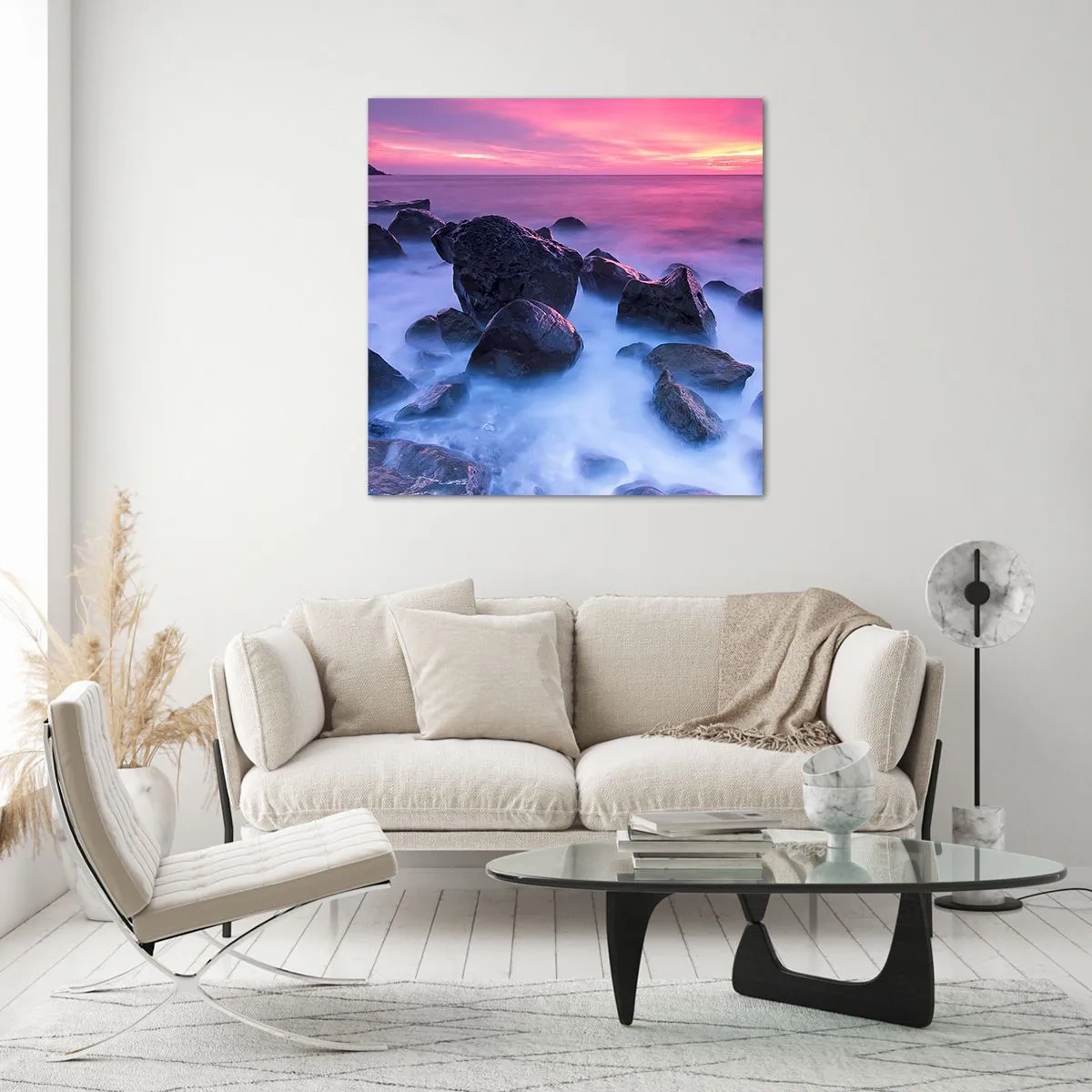 Obraz na szkle - Narodziny w blasku i mgle - 70x70 cm