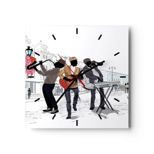 Zegar ścienny - Muzyka ulicy - 40x40 cm