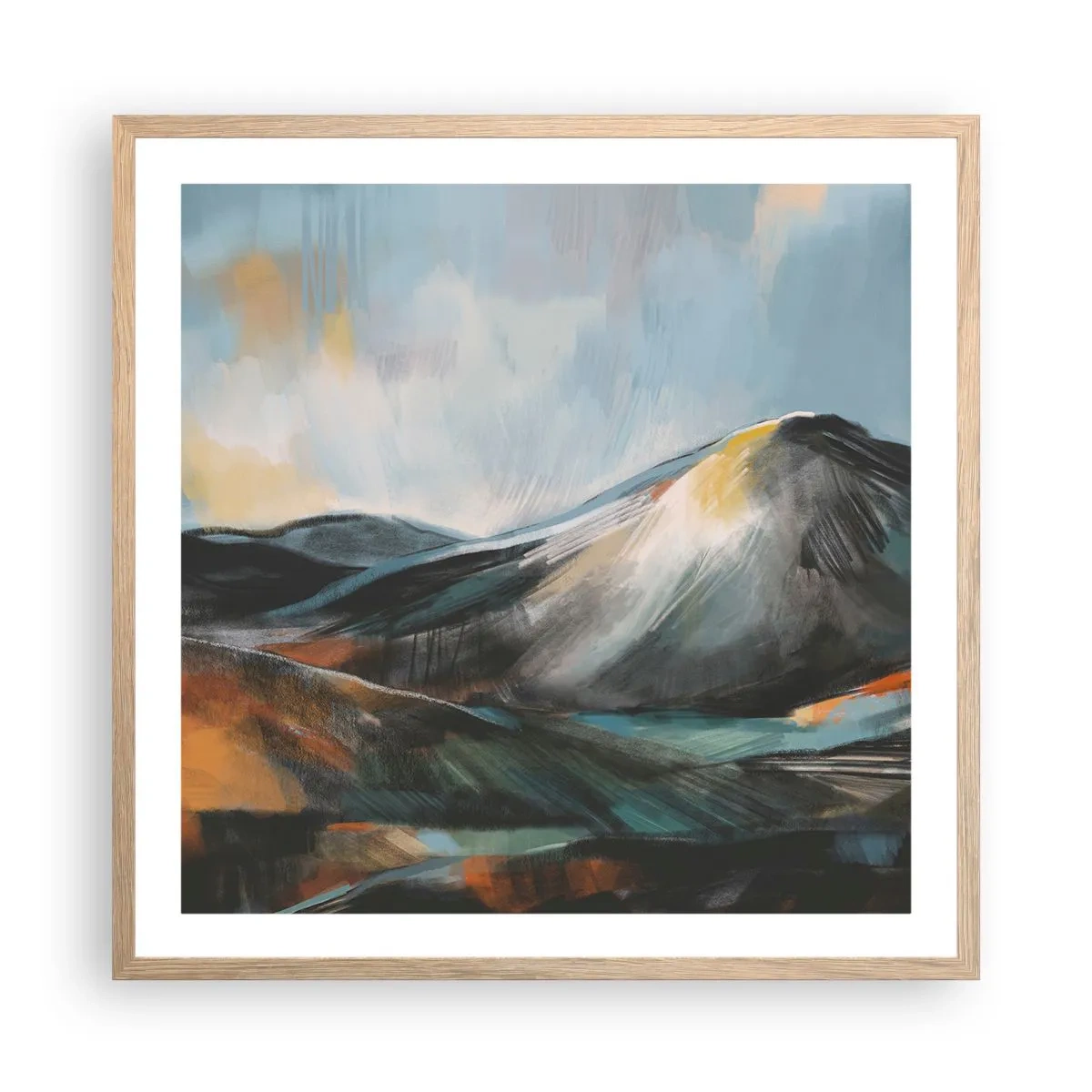 Plakat w ramie jasny dąb - Surowe i piękne - 60x60 cm