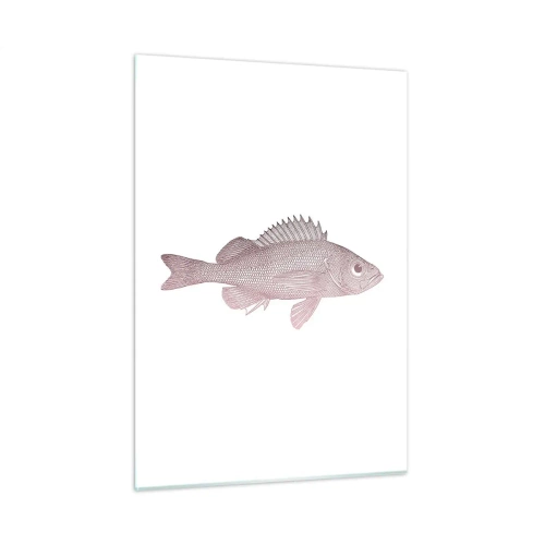 Obraz na szkle - Grafika ryby z dużym okiem w stylu retro na białym tle - 50x70cm - Ryba wielkooka - Nowoczesna dekoracja ścienna do salonu, kuchni i sypialni ARTTOR