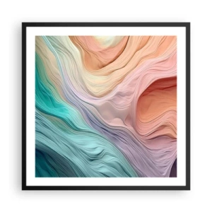 Plakat w czarnej ramie - Tęczowa fala - 60x60 cm