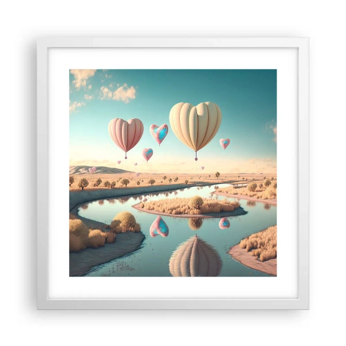 Plakat w białej ramie - Miłość pozwala wznieść się - 40x40 cm