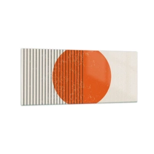 Obraz na szkle - Minimalistyczne słońce z geometrycznymi liniami - 120x50cm - Zawsze słońce - Nowoczesna dekoracja ścienna do salonu i sypialni ARTTOR