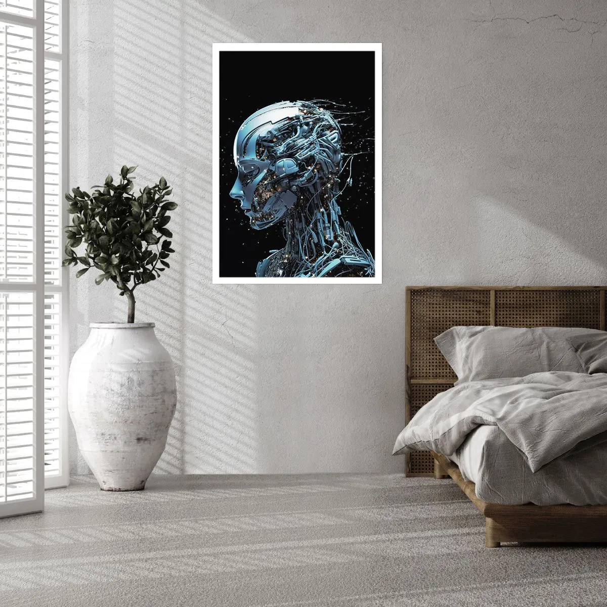 Plakat - Cybernetyczna postać w futurystycznym stylu - 50x70cm - Technologia jest kobietą - Nowoczesna dekoracja ścienna do salonu, kuchni i sypialni ARTTOR