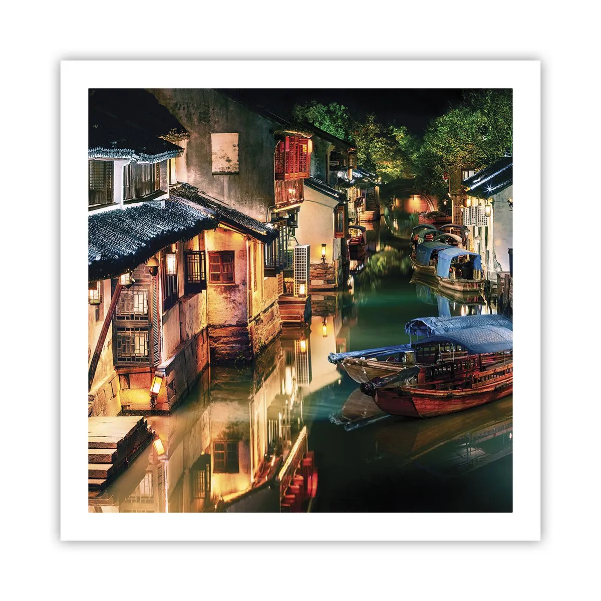 Plakat - Wieczór na chińskiej ulicy - 60x60 cm