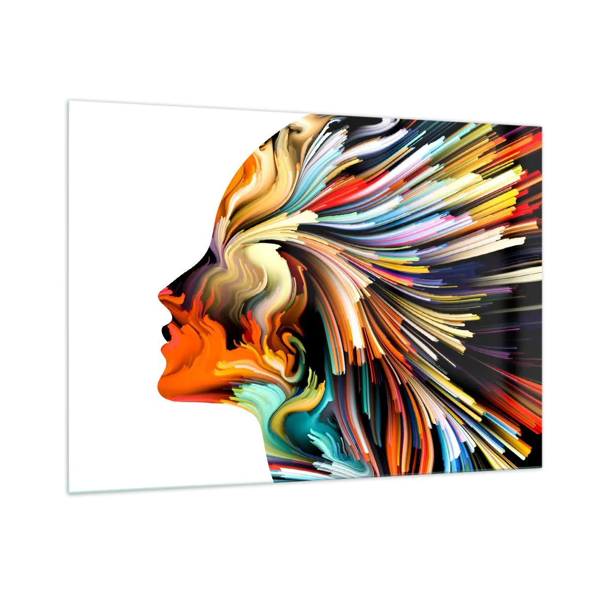Obraz na szkle - Wybuch kolorów w kształcie ludzkiej sylwetki - 100x70cm - Eksplozja wyobraźni - Nowoczesna dekoracja ścienna do salonu, kuchni i sypialni ARTTOR