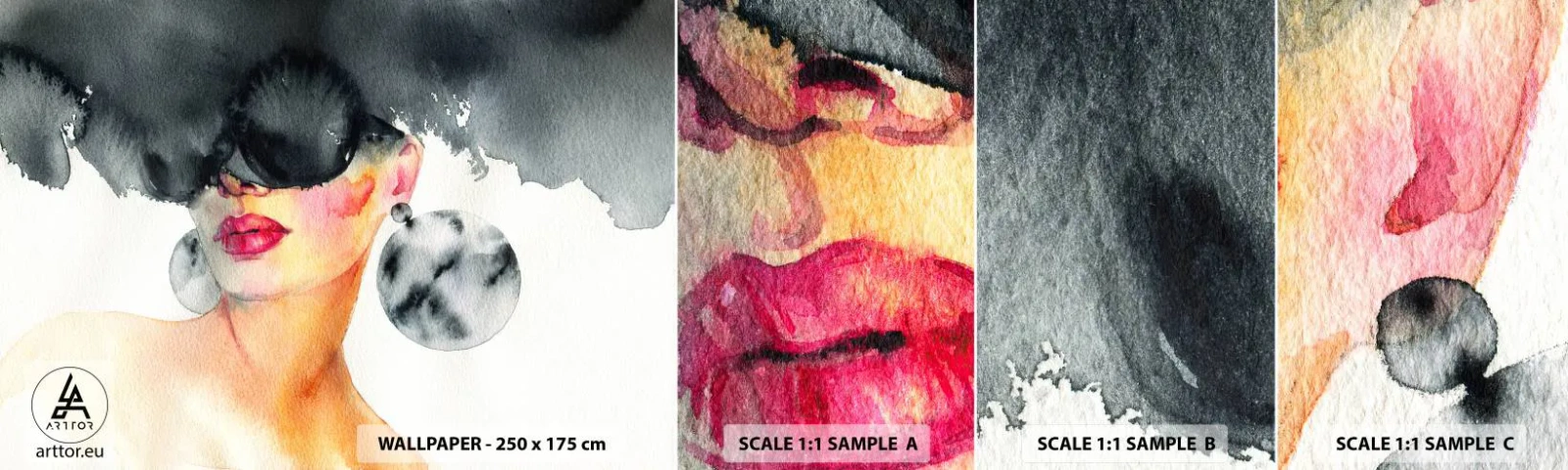 Fototapeta Próbka Samoprzylepna Deluxe Sticker - Tajemnica elegancji - Twarz Kobiety, Kobieta, Kapelusz - 100x30 cm