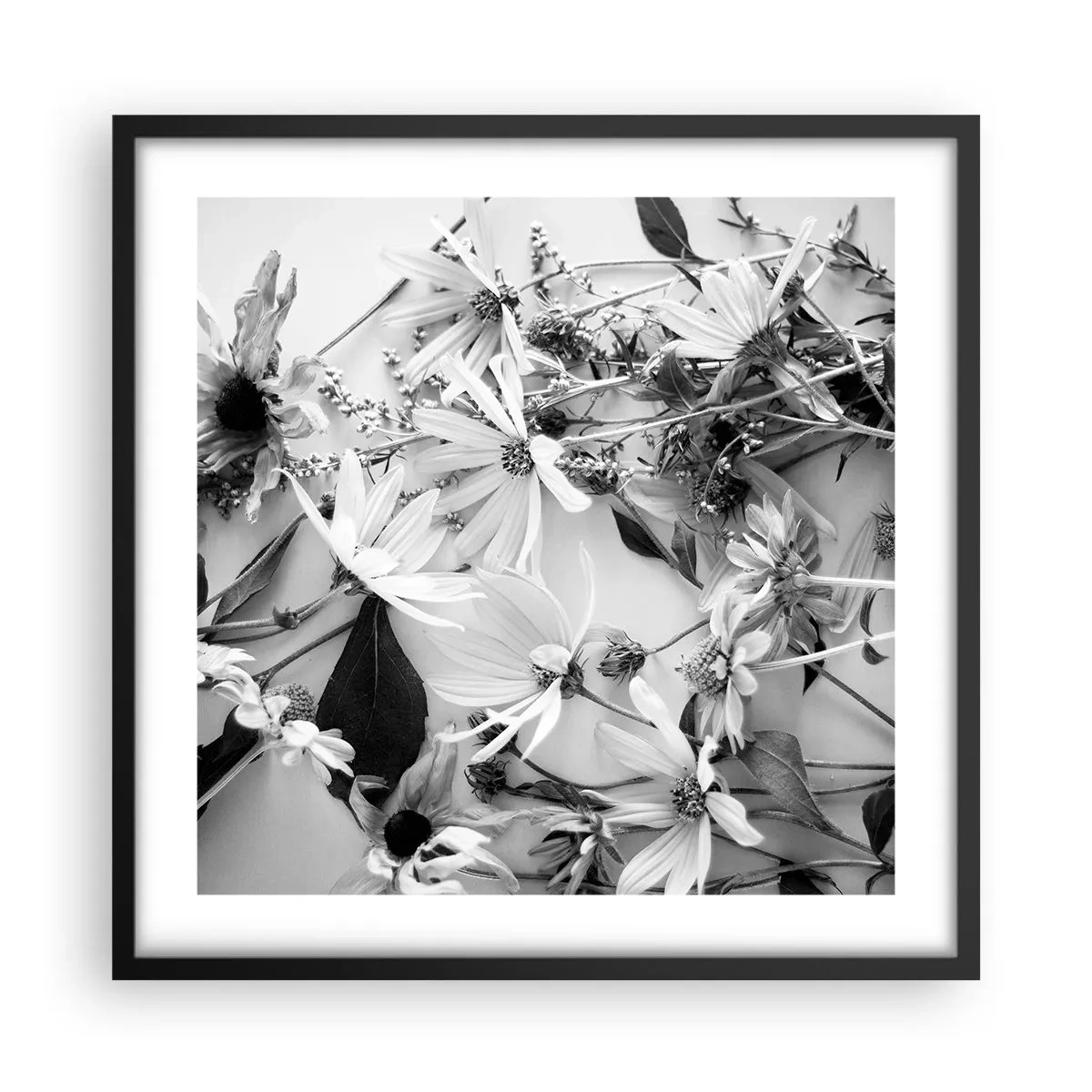 Plakat w czarnej ramie - Nie-bukiet kwiatów - 50x50 cm