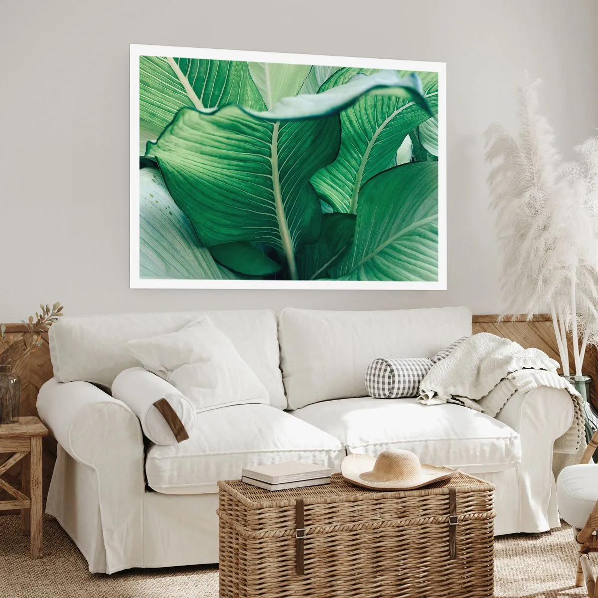 Plakat - Zielone liście z wyrazistymi detalami i strukturą - 100x70cm - Życie intensywnie zielone - Nowoczesna dekoracja ścienna do salonu i sypialni ARTTOR