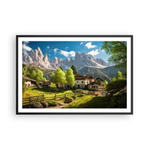 Plakat w czarnej ramie - Alpejska sielanka - 91x61 cm