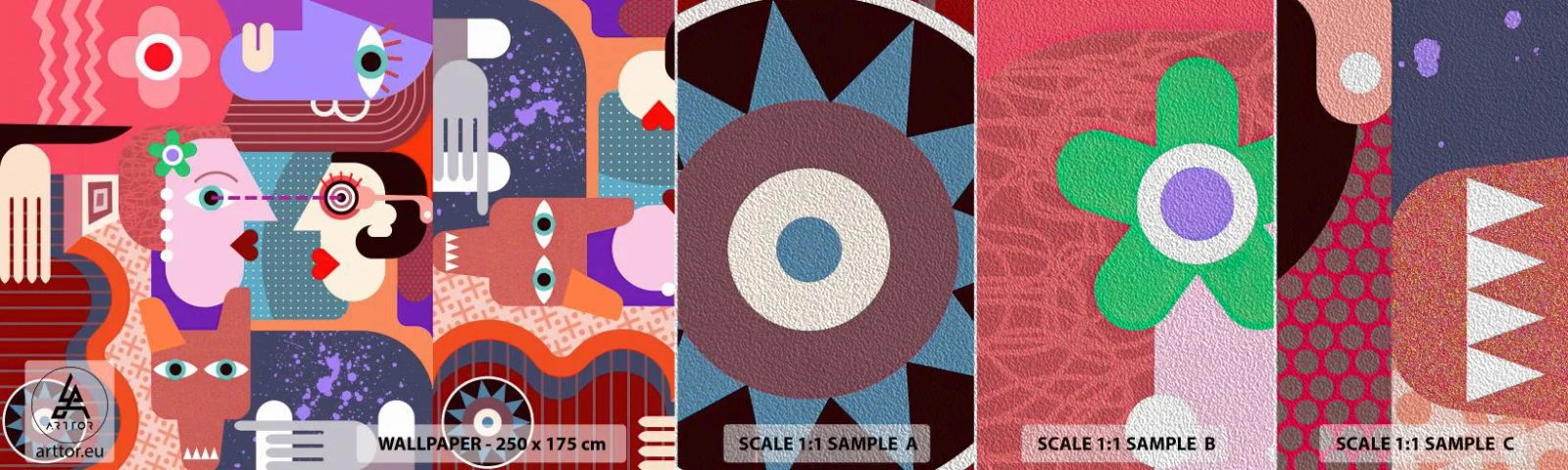 Fototapeta Próbka Premium Sand - Oko w oko - Abstrakcja, Sztuka, Twarze - 100x30 cm