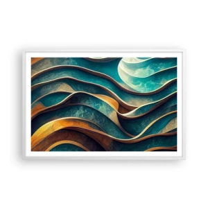 Plakat w białej ramie - Meandry błękitu - 91x61 cm