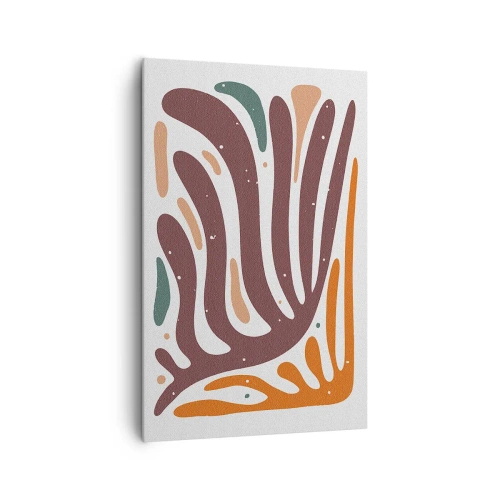 Obraz na płótnie - Organiczny wzór z promienistymi liniami w ciepłych odcieniach - 80x120cm - Kompozycja organiczna promienista - Nowoczesna dekoracja ścienna do salonu i sypialni ARTTOR